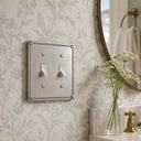 Pearl 2-gang toggle wall plate in Brushed Nickel, lifestyle photo