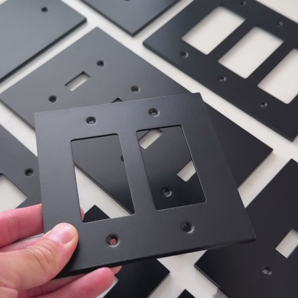 Forge Black wall plate handled close up to show weight and finish