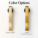 Mini barn door hardware color options, Light Gold and Gold, with Gold shown as selected