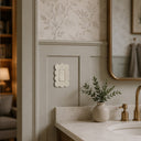 Scallop 1G Rocker Wall Plate in Warm Ivory in a bathroom