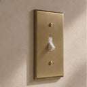 Signature 1-gang toggle switch plate in Aged Gold installed on a wall