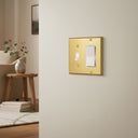 signature brushed brass 2 gang toggle rocker switch plate lifestyle 01